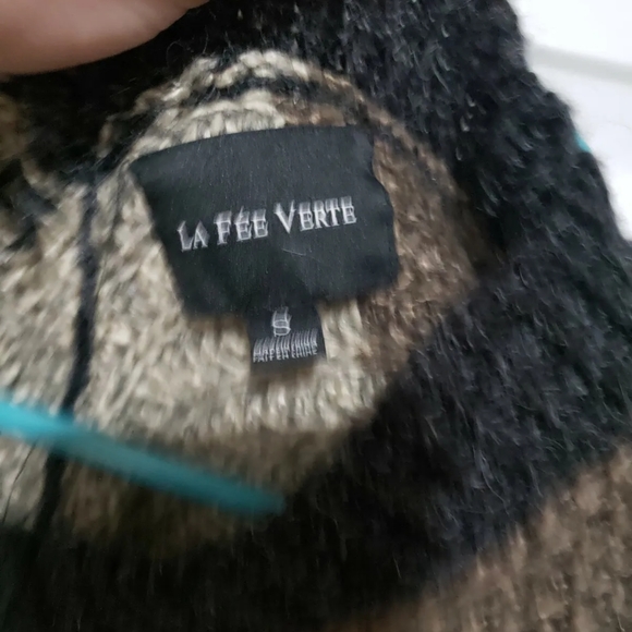 La Fée Verte Anthropologie sweater colorblock black gray small - Picture 5 of 8